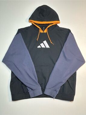 Adidas Sportswear Colorblock Hoodie Black Grey Orange Performance Logo